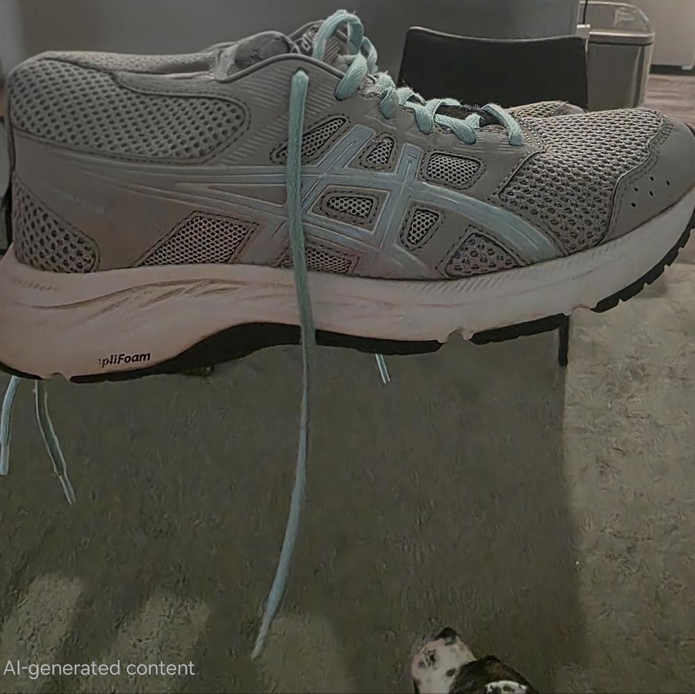 Womens Asics Gray Athletic Shoes with Cushioned Soles
